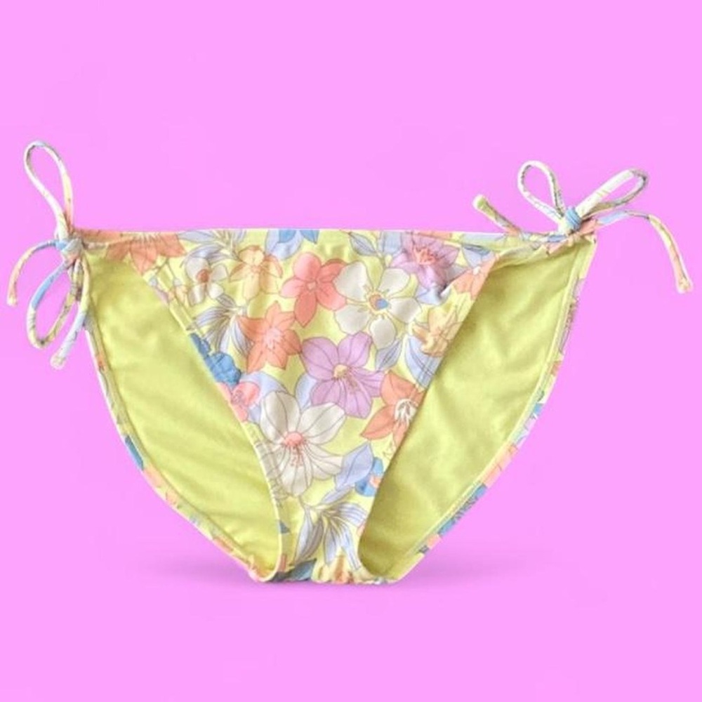 Floral 🌼 Bikini Bottoms | Yellow | Tie Sides | Size L | Adjustable
